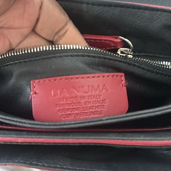 LIA NUMA Italian Red Smooth Leather Flap Crossbody Bag NWT - Picture 9 of 10